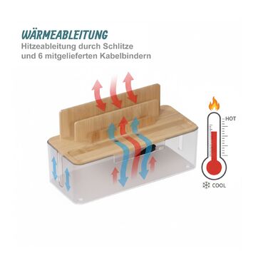 Організатор кабелів Relaxdays з бамбука та кріпленням