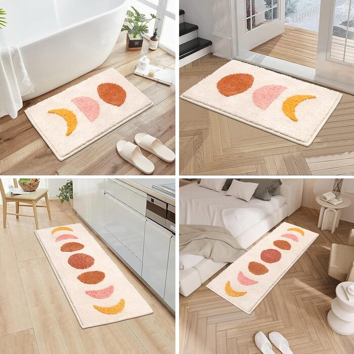 Набір для ванної кімнати Boho від Pauwer, 3 шт: килимок з мікрофібри (антиковзаючий), рушники для душу та унітазу, бежевий, 18'x26' + 18'x48' + U-подібний 20'x24'