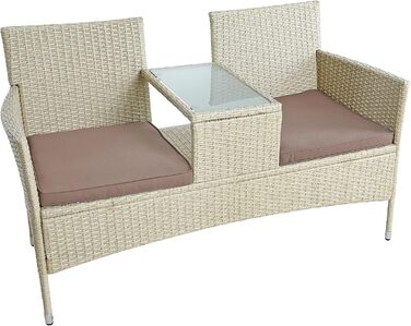 Садова банкетка ESTEXO з ротангу для 2 осіб, бежева: комплект садових меблів для балкона та саду