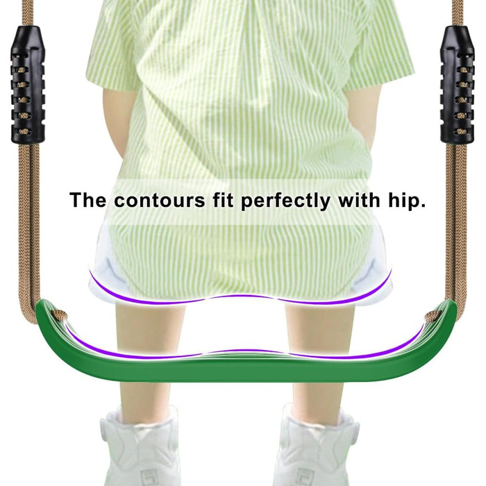 Дитяча гойдалка BeneLabel для дому та саду, міцна гума, регульоване тросове крісло, 130-200 см, для підлітків/дорослих, зелений, 113 кг