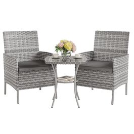 Набір садових меблів UDPATIO для балкона/тераси: стіл та 2 стільці з поліротангу (сірий)