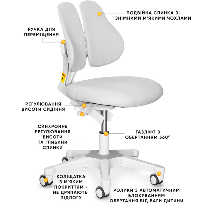 Комплект парта Evo-кids TH-230 Grey + крісло Evo-kids Mio Lite G (арт.TH-230 W/G + Y-208 G)