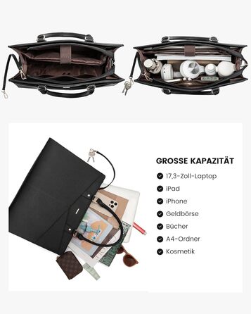 Сумка для ноутбука 17 дюймів LOVEVOOK: жіноча сумка-шоппер, робоча/шкільна сумка, велика сумочка на плече, чорна