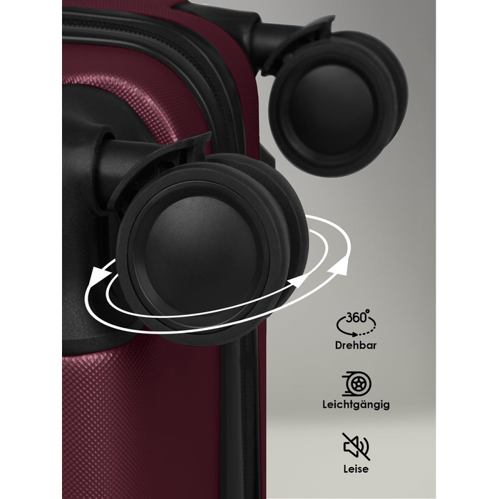Набір валіз Smartbox Hartschalen 3 шт. для жінок та чоловіків | Легкі та міцні валізи з ABS-пластику | 4 колеса, кодовий замок (Edition 05) (Бургунді, валіза M (66 см))