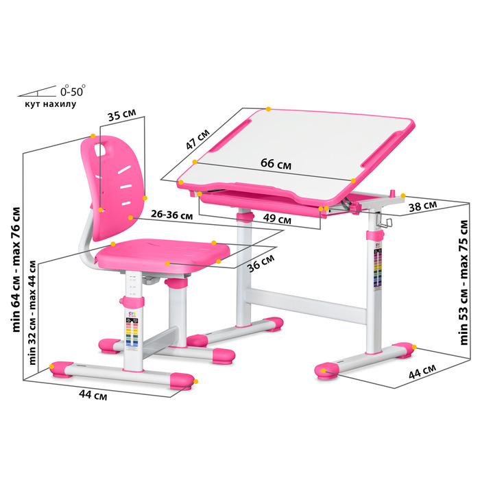 Комплект Evo-kids (стіл+стілець) Evo-06 Ergo Pink (арт. Evo-06 Ergo PN)