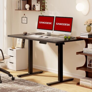 Регульований стіл Sanodesk 110x60 см з суцільною стільницею – компактний стоячий стіл, ергономічний та стильний, білий