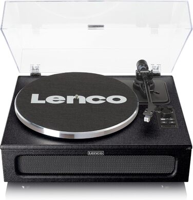 Програвач вінілу Lenco LS-430 з Bluetooth, вбудованими динаміками 40 Вт, пасиковим приводом, регулюванням швидкості, фонокоректором, RCA і AUX, чорний