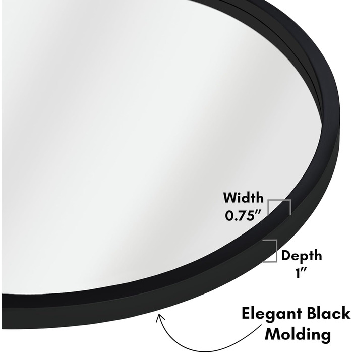 Дзеркало овальне Americanflat Spiegel Oval 30x61 см з чорним пластиковим каркасом для ванної, вітальні або спальні