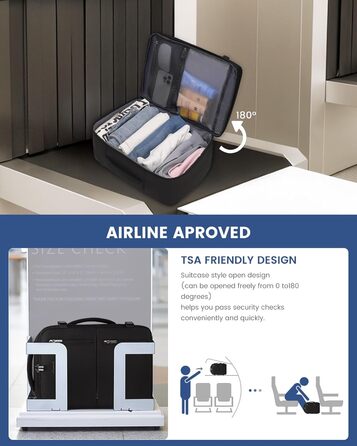 Рюкзак LOVEVOOK для ручної поклажі 40x30x20, 24л, для ноутбука 14 дюймів, з USB, чорний