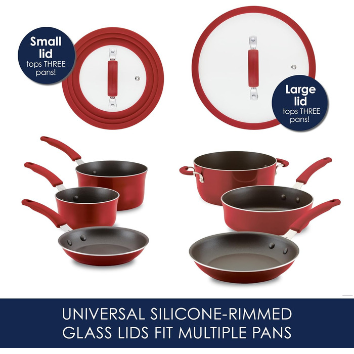 Набір посуду Rachael Ray Cook + Create з антипригарним покриттям, 10 предметів, Agave (червоний)