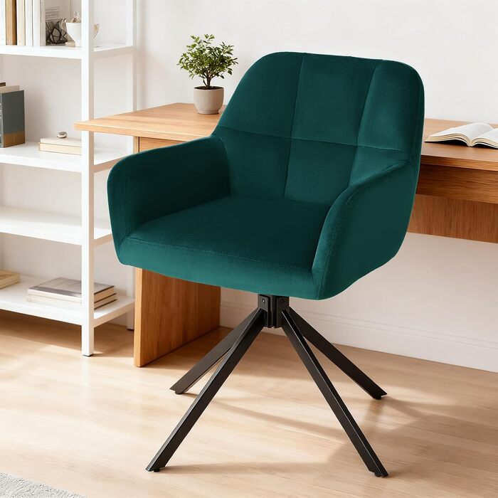 Набір з 2 стільців Sweetcrispy для їдальні, кухня, робочий кабінет, зелений, до 120 кг, з металевими ніжками