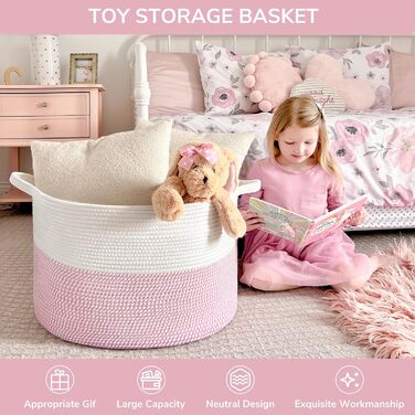 Кошик для зберігання TIMEYARD, кошик у дитячу кімнату, кошик для білизни, великий кошик для ялинки, кошик для ковдр, іграшок, плетений кошик, 55x35см, оливковий (рожевий)