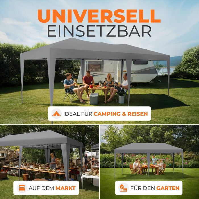 Павільйон Kronenburg розкладний, 3x3 м, водонепроникний, захист від сонця UV 50+, колір шампань, з 4-ма боковими панелями