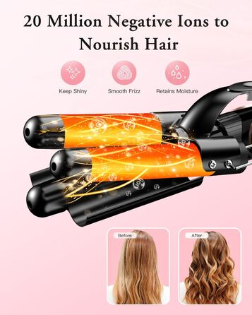 BESTOPE PRO Локкенстаб: Набір для завивки волосся 5-в-1 з 3 насадками, регулюванням температури, швидким нагрівом та рукавичкою. Рожеве золото (Чорний)