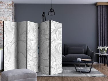 Екран-перегородка Murando 3D, абстрактний дизайн, сірий/білий, 225x172 см, 5 частин