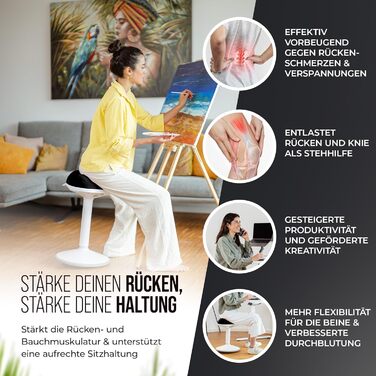 Офісний стілець ZIP SH-01 з ергономічною спинкою та знімним чохлом | Активне сидіння, стабільний ефект гойдання, регулювання висоти 58-83 см (Чорний)