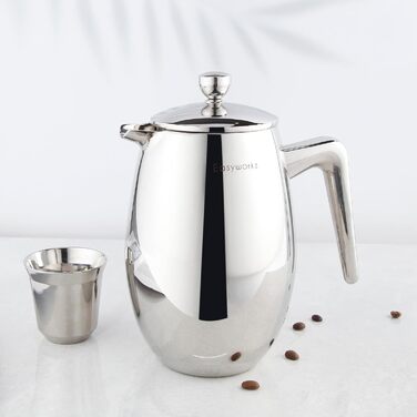 French Press Easyworkz Nando: термо-кавоварка з нержавіючої сталі, 1000 мл, подвійні стінки