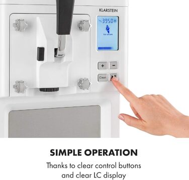 Машина для приготування морозива Klarstein Sweet Sundae, 1.5 л, компресор, 200 Вт, система видачі, авто-охолодження 3 год, авто-очищення, нержавіюча сталь, білий