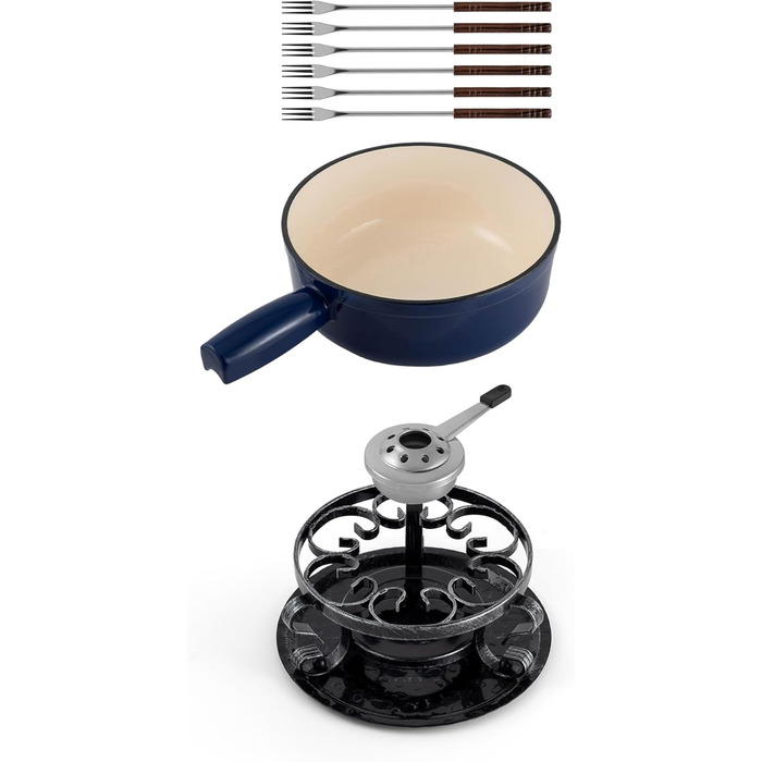 Swissmar Lugano Фондю-набір 9 частин, чавун/нержавіюча сталь, вишневий, 2L, для м'яса, сиру та шоколаду, на 4 особи, подарунковий набір