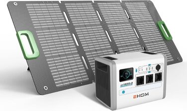 EHOM Портативна електростанція EP1650, 1024Wh, 1650W (2700W пік), LiFePO4, сонячна панель, USB-C, 400W сонячна зарядка, тиха, резервне живлення для дому, подорожей, кемпінгу та саду