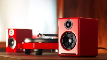 Бездротовий динамік Audioengine A2 HD, aptX HD Bluetooth, стерео 60 Вт (червоний, настільний комп'ютер)