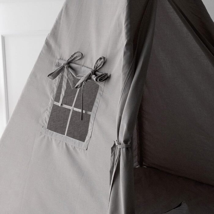 Дитяче намет PaLulli® Tipi з бавовни, матрац, система стабілізації, ліхтар та декоративні подушки (сірий)