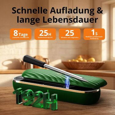 Бездротовий термометр для м'яса з Bluetooth, дальність 150м, IP67, з рецептами, для приготування, гриля та BBQ, INT-11XB