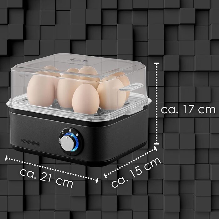 Електричний яйцеварка на 1-8 яєць з підігрівом, з нержавіючої сталі, 500 Вт, 3 ступені нагріву, без BPA, придатний для миття в посудомийній машині, LED-перемикач, міцний та довговічний