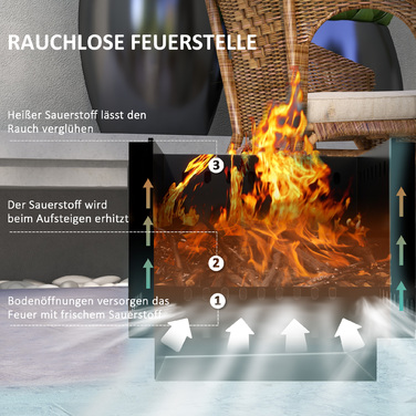 Вогнище, кострище з мітлою, 48 x 48 x 41 см, чорне