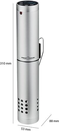 ProfiCook® Sous Vide Garer PC-SV 1159: Су-від прилад з Wi-Fi, 1000 Вт, діапазон температур 0-90°C, автоматичні програми, корпус з алюмінію, LED дисплей, функція автоматичного вимкнення
