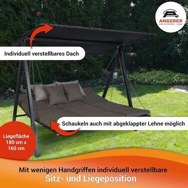 Гойдалка Анґерер Голлівуд Лаунж Смарт – для сидіння, відпочинку та сну, з функцією ліжка, Made in Germany, преміум-якість, оливковий колір