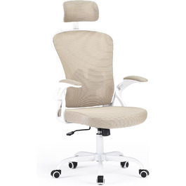 Ергономічне крісло Farini з підлокітниками для офісу та дому, з роликами та підголівником, кольору хакі