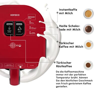 Кавомашина KARACA Hatır для приготування турецької кави з функцією обсмажування, 535W, 5 чашок, автоматичне нагрівання, чорно-червоний колір
