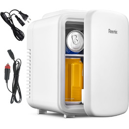 Міні-холодильник Reemix, 4 літри/6 банок, портативний охолоджувач та підігрівач, персональний холодильник для догляду за шкірою, косметики, напоїв, продуктів, ідеальний для спальні, офісу, авто