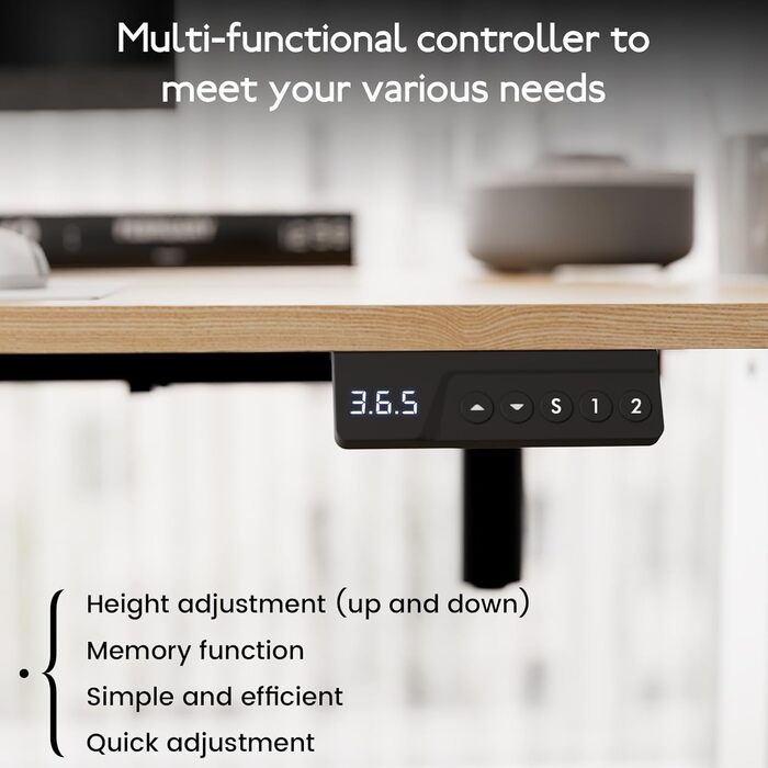 Регульований стіл 80x160 см, електричний з функціями пам'яті та захисту від зіткнень, висота 70–117 см, для офісу, дому та геймінгу (колір натурального дерева)