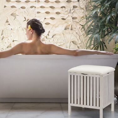 Кошик для білизни Relaxdays білого кольору зі стільчиком