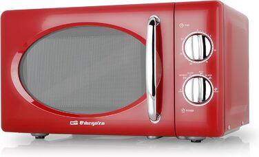 Мікрохвильова піч Orbegozo MI2020 20л, 700 Вт, червона, ретро-дизайн, 6 рівнів потужності, таймер 30 хв