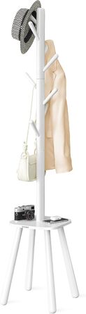 Вешалка для одежды VASAGLE RCR033B01 (Облачно-белый) с 8 крючками и полкой, 170.5 см, для прихожей, спальни