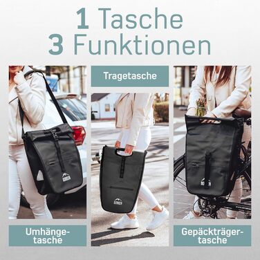 Велосипедна сумка для покупок Borgen для багажної полиці зі знімною охолоджувальною вставкою - може використовуватися як сумка для багажу, сумка для велосипеда, сумка для перенесення 23 літри чорна