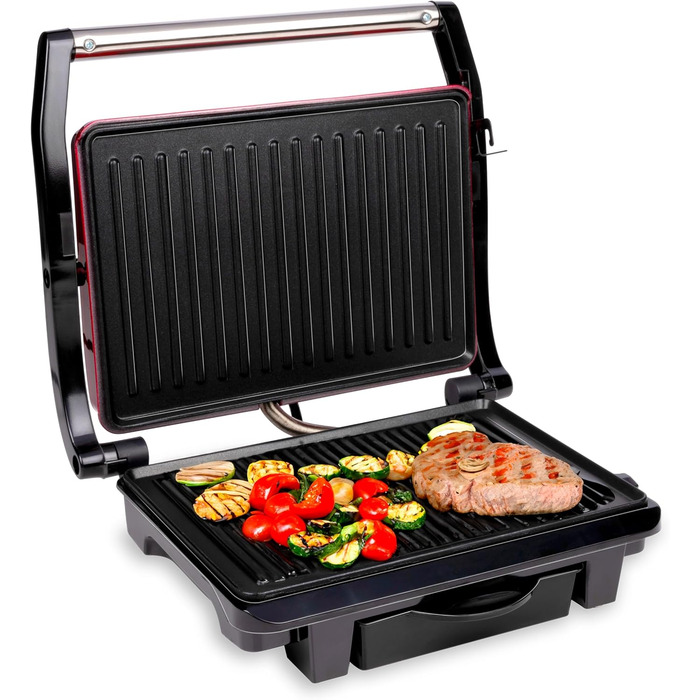 Контактний гриль Alpina Optigrill 2100W: для сендвічів, паніні, овочів, м'яса. Антипригарне покриття, інтелектуальні режими приготування, BPA-Free, чорний