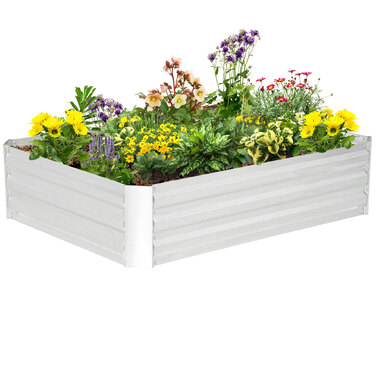 Outsunny Піднята грядка з оцинкованої сталі 120 x 90 x 30 см Садова клумба Сівалка Срібло для квітів та овочів