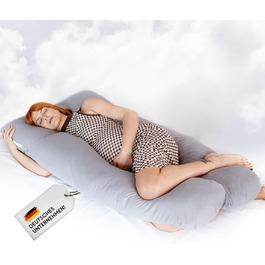 Подушка для сну на боці з двома чохлами - подушка для годування XXL, вагітна подушка для сну | Подушка для вагітних | Body Pillow | Подушка для сну та терапії | Комфортна подушка | Гнутий наповнювач з бавовняного джерсі