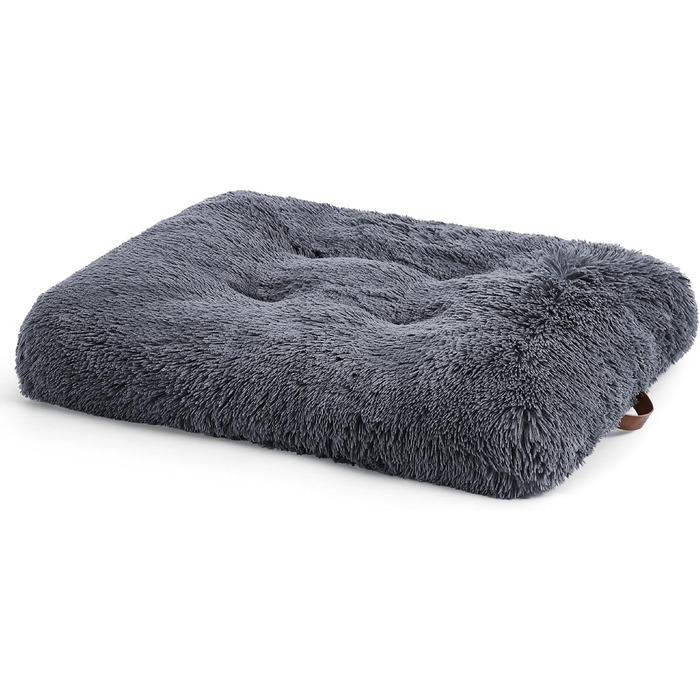 Лежак для великих собак Bedsure Fluffy для собак - 104x74x8 см, миється, плюшевий, (M (74x53x8 см), сірий)