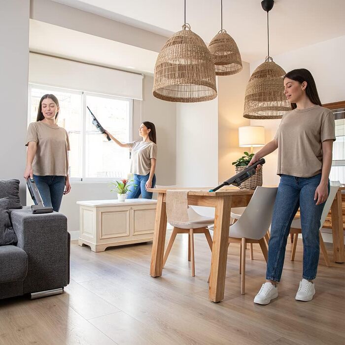 Cecotec Conga Rockstar Micro + Turbo: бездротовий ручний пилосос, 210 Вт, цифровий, 20 кПа, до 40 хв роботи, 2 режими, насадки: 2-в-1, для килимів та матраців, сірий