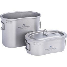 Набір для приготування їжі iBasingo Ti2046C: титановий посуд для кемпінгу та подорожей (600мл каструля, 300мл чашка)