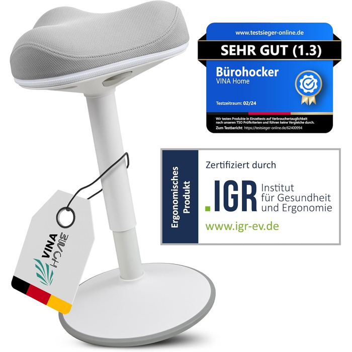 Офісний стілець SH-01 Zip з знімним чохлом | Ергономічний стілець-пуф [IGR сертифікований] | Стілець для роботи та відпочинку | З ефектом гойдання | Регульована висота [58-83 см] (Світло-сірий) 83 см - ZIP Світло-сірий