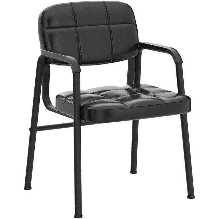 Крісла для гостей Yaheetech - 2 шт., чорні, з підлокітниками та спинкою, для вітальні, конференц-залу, їдальні, штучна шкіра, 58 x 60 x 85 см