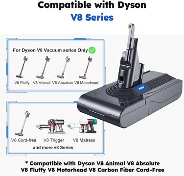 Акумулятор ємністю 6000 мАг для Dyson V8 Absolute/Animal/Fluffy/SV10 - сумісний