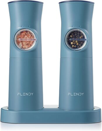 Електричні набори для солі та перцю Flendy, 2 шт. з USB-C зарядкою, для сухих спецій (блакитний)