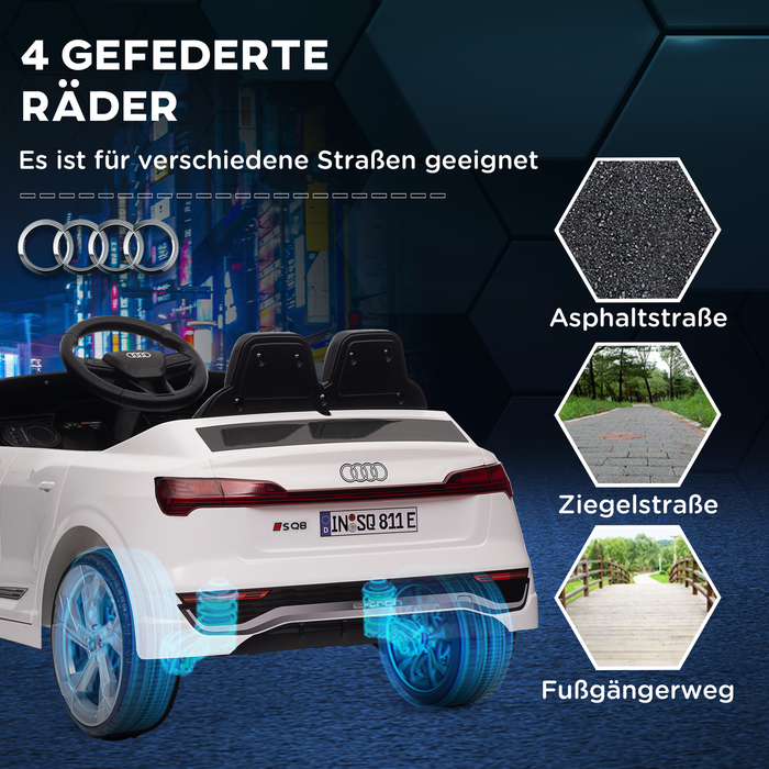 Електромобіль для дітей AIYAPLAY, Audi Q8, 12V, швидкість 3-5 км/год, пульт дистанційного керування, фари, музика, білий